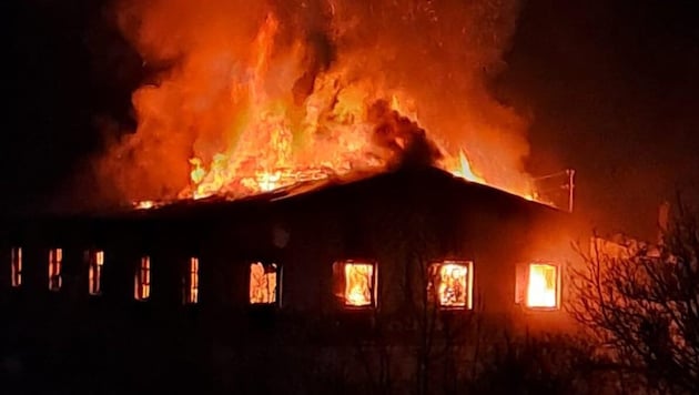 Celkem se na rozsáhlém požáru podílelo 91 pomocníků. (Bild: Freiwillige Feuerwehr der Stadt Hollabrunn)