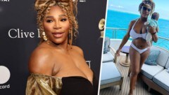 Serena Williams - links bei den Grammy Awards vor knapp zwei Wochen, rechts im Urlaubsmodus mit Baby Adira (Bild: APA/Getty Images via AFP/GETTY IMAGES/AmyAPA/Amy Sussman Sussman, Facebook.com/Serena Williams)