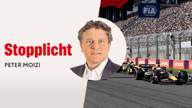 „Krone“-Sportchef Peter Moizi schreibt in seiner Kolumne über das Formel-1-Wochenende in Spielberg. (Bild: ASSOCIATED PRESS, Krone KREATIV)