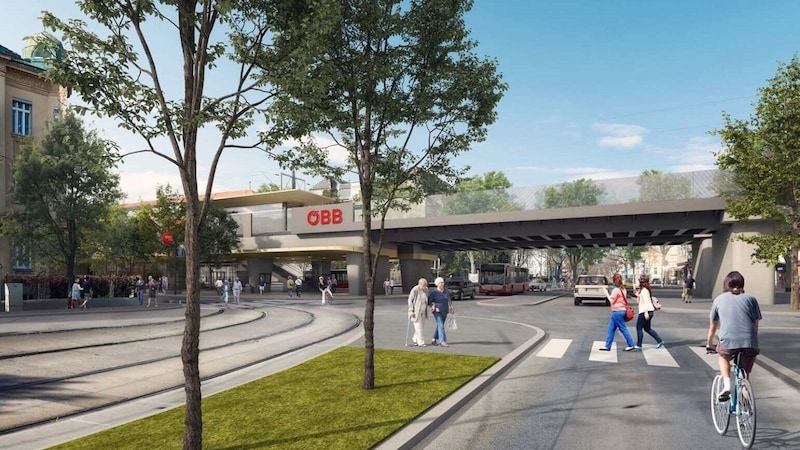 The new Hietzinger Hauptstraße station, with its elevated location, has divided opinion in Vienna's 13th district. (Bild: ÖBB/Feuchtenhofer)