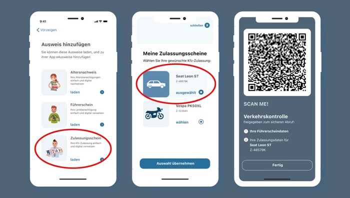 Hat man den digitalen Zulassungsschein am Handy, ist alles ganz einfach.