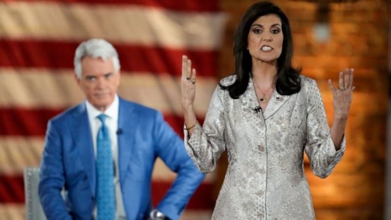 Republikańska kandydatka na prezydenta USA Nikki Haley ostro krytykuje Donalda Trumpa (Bild: The Associated Press)