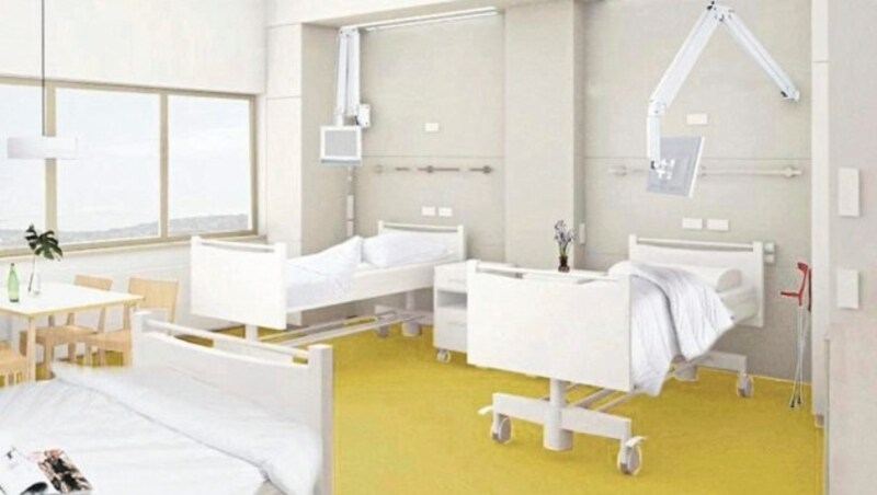 Zwischen 360 und 390 Spitalsbetten wird es in der neuen Klinik Oberwart geben - deutlich mehr als bei Planungsbeginn vorgesehen. (Bild: Gesundheit Burgenland)