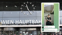 Den Terroranschlag am Wiener Hauptbahnhof kündigte der damals 16-jährige IS-Anhänger in einer Chat-Gruppe an. (Bild: Krone KREATIV,Gerhard Bartel, zVg, Krone KREATIV)