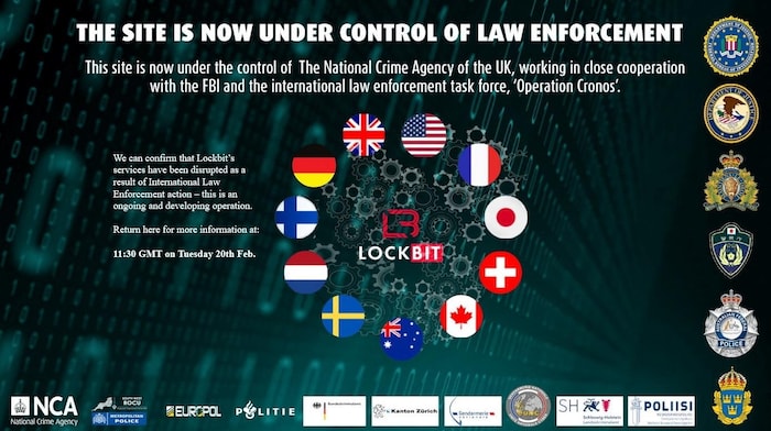 The hackers' website was taken over by the authorities.
