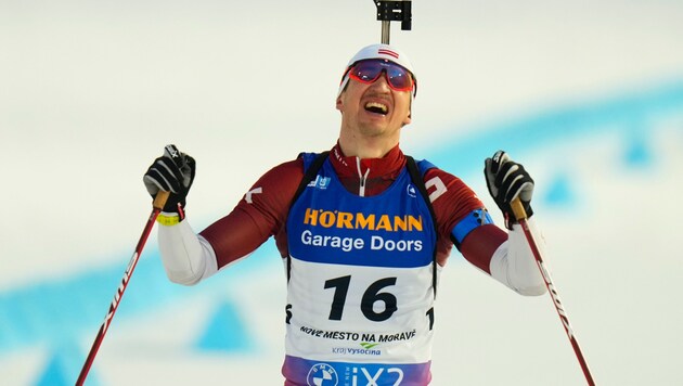 Andrejs Rastorgujevs stand nach dem Rennen im Fokus.  (Bild: Copyright 2024 The Associated Press. All rights reserved)