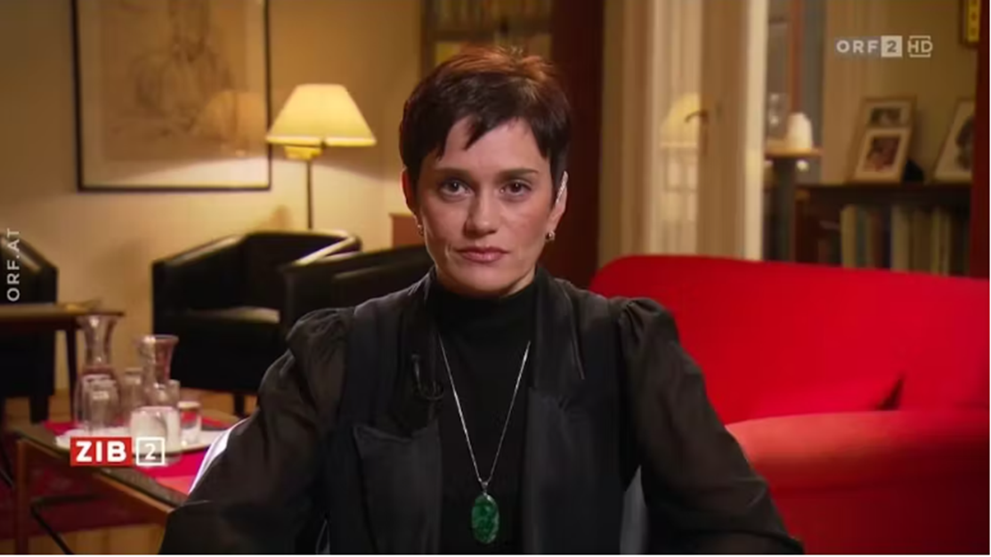 Jevgenija Kara-Mursa v rozhovoru pro ZIB 2. (Bild: Screenshot ORF)