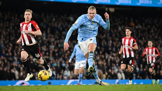 Erling Haaland war einmal mehr der Matchwinner für Manchester City. (Bild: APA/AFP/Paul ELLIS)