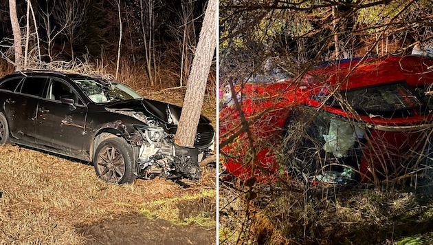 Beide Fahrzeuge wurden massiv beschädigt. (Bild: Feuerwehr Obsteig)