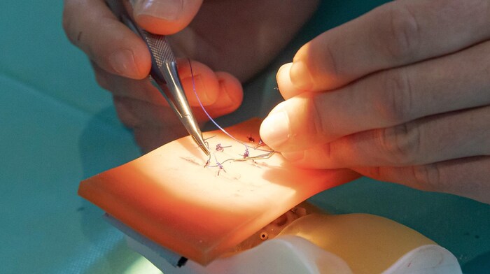 Auch künstliche Haut wird in der Lehre zum Üben eingesetzt.