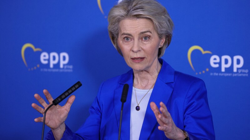 Von der Leyen wird bei der EU-Wahl Spitzenkandidatin der Europäischen Volkspartei und erhofft sich eine zweite Amtszeit als Kommissionspräsidentin. (Bild: AFP)