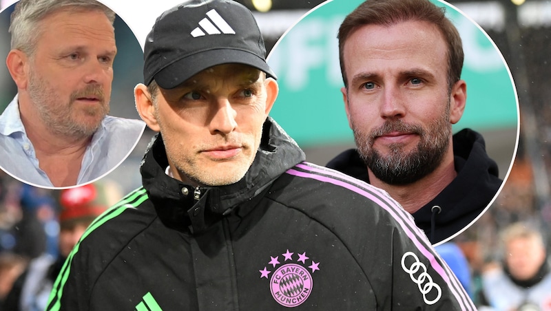 Didi Hamann, Thomas Tuchel und Sebastian Hoeneß (von li. nach re.) (Bild: GEPA, Sky)