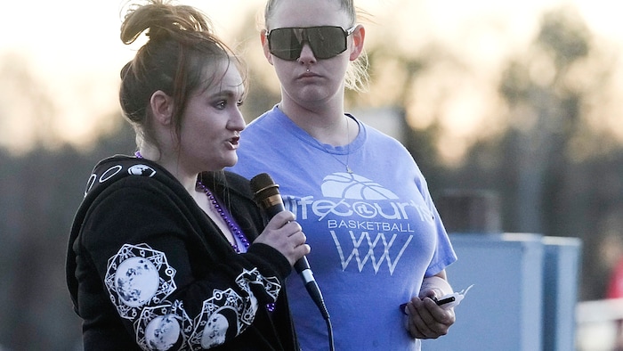 Cassie Matthews, the mother of Audrii Cunningham, at a vigil for her deceased daughter