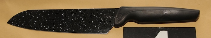 The 15-year-old attacked his parents with this knife.
