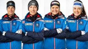 WM-Bronze-Staffel: Oliver Lienbacher, Fabian Müllauer, Lara Wagner und Anna Andexer (v. li.). (Bild: Gepa Pictures)