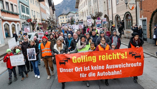 In Golling kommt es immer wieder zu Protesten gegen den Verkehrs-Wahnsinn. (Bild: Tschepp Markus)