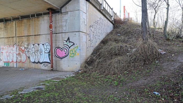 Unter dieser Brücke wurde der Verdächtige entdeckt.