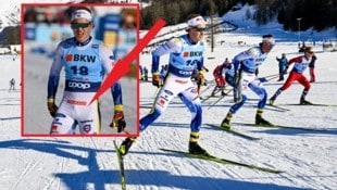 Gustaf Berglund bei der Arbeit (rechts) und in Detailbetrachtung (links) (Bild: JEAN-CHRISTOPHE BOTT / Keystone / picturedesk.com; GEPA)