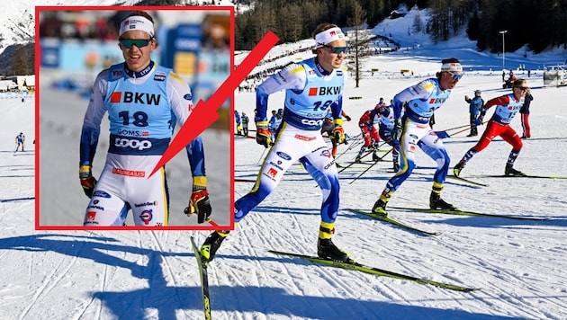 Gustaf Berglund bei der Arbeit (rechts) und in Detailbetrachtung (links) (Bild: JEAN-CHRISTOPHE BOTT / Keystone / picturedesk.com; GEPA)