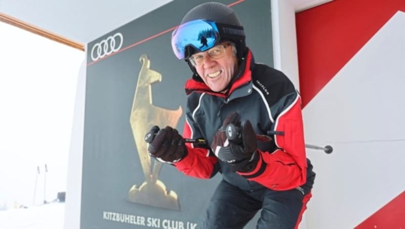 Peter Obernauer, langjähriger Rennleiter der Hahnenkamm-Rennen, wird beim Starthaus der Streif die „Krone“-Gäste begrüßen. (Bild: Christof Birbaumer)