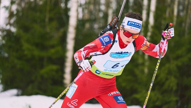 Nach Bronze in der Mixed-Staffel verpasste Biathletin Anna Andexer im Junioren-WM-Einzel von Otepää eine weitere Medaille. (Bild: Reiko Kolatsk)