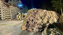 Ein großer Felsbrocken stürzte in Abtenau auf eine Straße und verursachte einen schweren Verkehrsunfall. (Bild: Markus Tschepp)