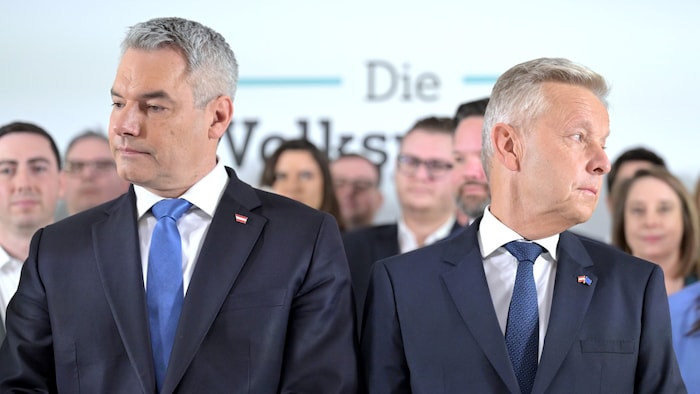 Party leader Nehammer (left) and top candidate Lopatka: The People's Party must expect losses.
