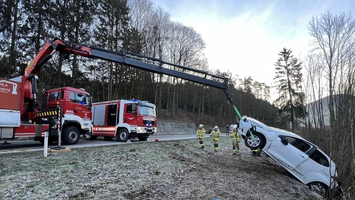 The fire department had to recover the wreck using a crane truck.