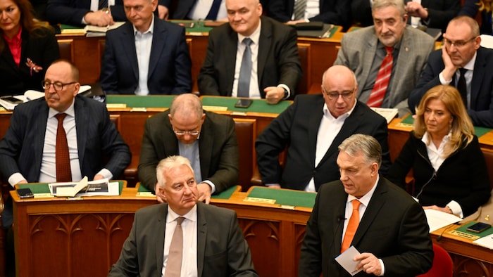 Die Abgeordneten des ungarischen Parlaments in ihrer Sitzung am Montag