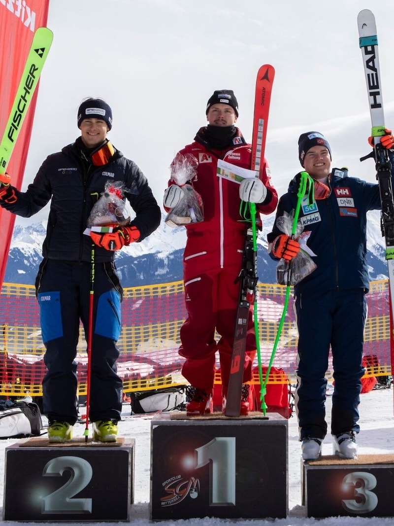 Noel Zwischenbrugger (M.) setzte sich vor dem Franzosen Flavio Vitale (l.) und dem Norweger Hans Grahl-Madsen durch. (Bild: Andy Ehrensberger)