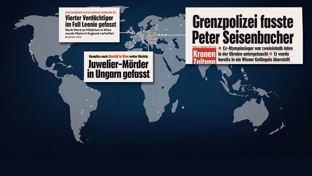 From the USA to South America to Mauritius and Thailand. The Federal Criminal Police Office's target investigators operate worldwide - their raids make the headlines. (Bild: Krone KREATIV, stock.adobe.com, Krone-Archiv, Quelle: BK)