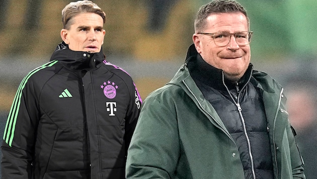 Bayern's sports bosses: Christoph Freund and Max Eberl (Bild: Copyright 2023 The Associated Press. All rights reserved.)
