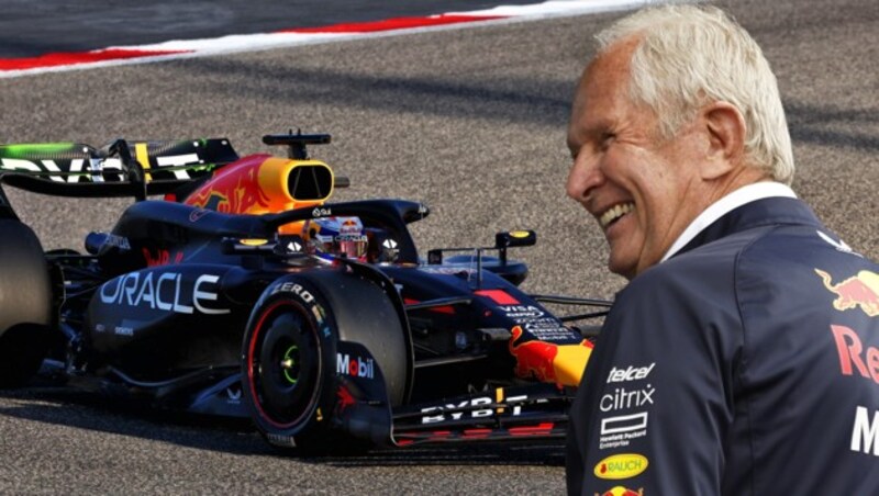 Helmut Marko und Max Verstappen haben gut Lachen. (Bild: GEPA, APA/ERWIN SCHERIAU)