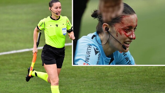 Guadalupe Porras Ayuso konnte nach dem Crash nicht mehr weitermachen. (Bild: APA/AFP/Pau BARRENA, twitter.com/goleada_euro)