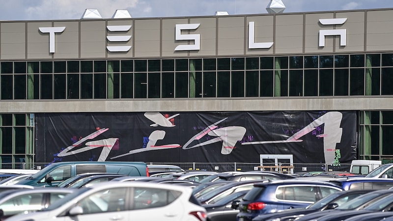 Die Tesla-Gigafactory in Grünheide ist vielen Umweltschützern ein Dorn im Auge. Zuletzt hatten sich die Proteste radikalisiert. (Bild: APA/dpa/Patrick Pleul)