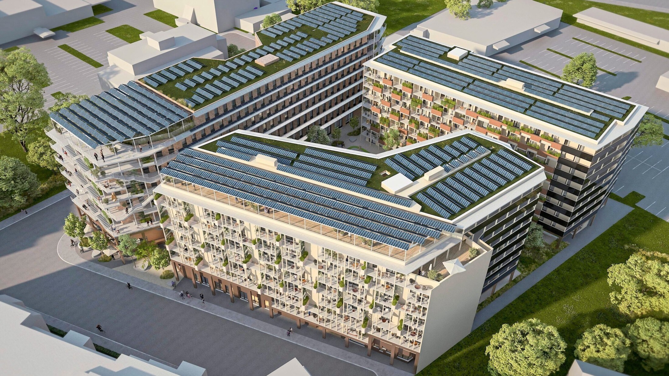The Plus Energie Quartier in Vienna 21 is self-sufficient in electricity and heat. (Bild: (c) ZOOMVP.AT)