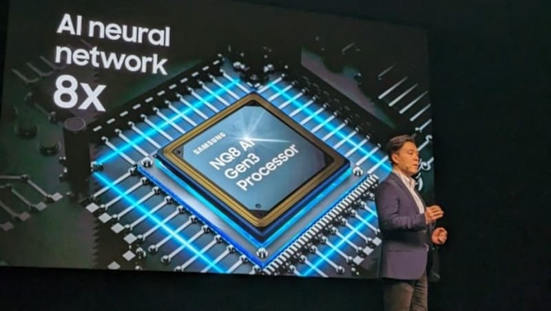 Der NQ8 AI Gen 3 ist Samsungs bisher innovativster Prozessor und verfügt über eine geräteinterne AI-Engine (NPU), die zwei Mal schneller ist als der zuvor verwendete Gen2-Prozessor, und ist der bisher schnellste Prozessor von Samsung. (Bild: Harald Dragan)