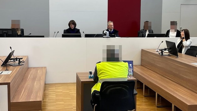 Der Angeklagte erschien in einer Warnweste am Landesgericht Eisenstadt - warum auch immer! (Bild: HS)