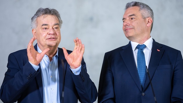 Cold progression: In the next few days, Chancellor Karl Nehammer (ÖVP) and Vice-Chancellor Werner Kogler (Greens) want to finalize the distribution of the last third. (Bild: APA/GEORG HOCHMUTH)