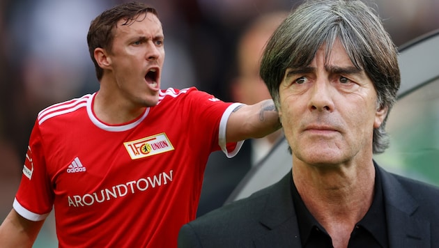 Max Kruse (links im Jahr 2021 als Union-Berlin-Profi) und Jogi Löw (Bild: AFP, AP)