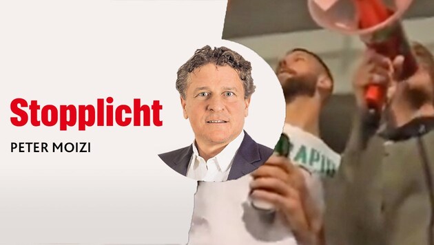 Peter Moizi schreibt über die Verbal-Entgleisungen der Rapidler nach dem Derby. (Bild: Krone, zVg)