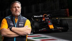 McLaren-CEO Zak Brown (l.) kritisiert Red Bull, Max Verstappen (r.) schießt zurück. (Bild: GEPA pictures)