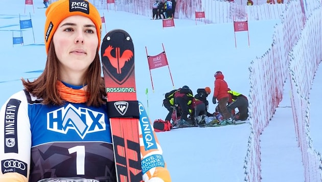 Petra Vlhova stürzte in Jasna schwer. Nun gibt die Slowakin ein Gesundheitsupdate. (Bild: GEPA, Screenshot ORF)