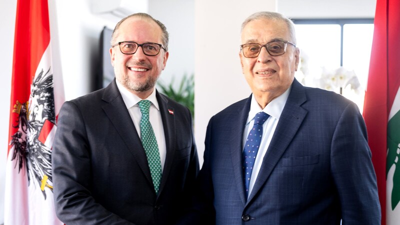 Außenminister-Treffen im Libanon: Alexander Schallenberg mit Abdallah Bou Habib (Bild: APA/BMEIA/MICHAEL GRUBER)