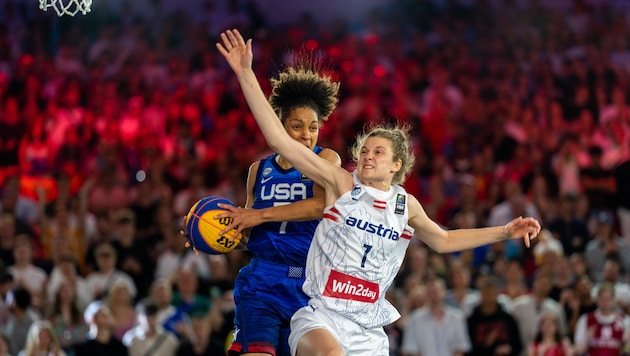 In 3x3 basketball, Austria's women (right: Camilla Neumann) are big in the picture. (Bild: GEPA pictures)