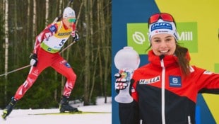 Gesamtsieger im IBU Junior Cup: Lukas Haslinger (li.) und Anna Andexer. (Bild: Reiko Kolatsk)