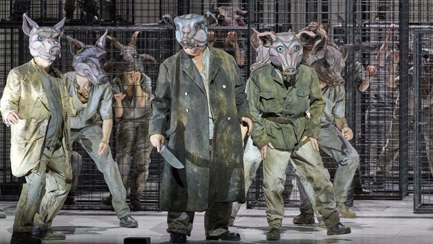 Szene aus der Orwell-Oper „Animal Farm“ (Bild: © Wiener Staatsoper / Michael Pöhn)