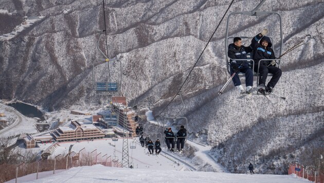 La única estación de esquí de Corea del Norte, en Masik-Ryong, al sureste del país. (Bild: AFP)