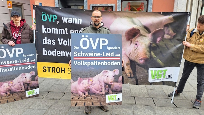 Der VGT, vorne David Richter, bei einer Protestveranstaltung am Mittwoch in Graz