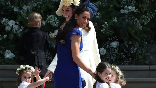 Jessica Mulroney kümmerte sich gemeinsam mit Prinzessin Kate um Meghans Blumenkinder (Bild: APA/AFP/POOL/Jane Barlow)